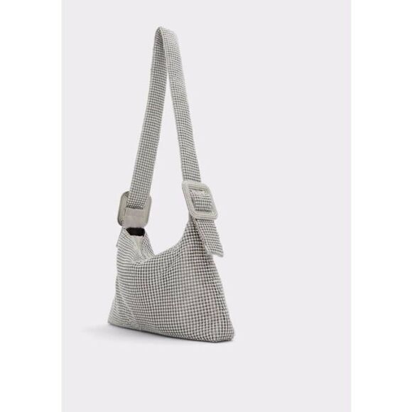 NWT~Aldo Banalia Silver Rhinestone Shoulder Handbag Purse - Picture 2 of 8